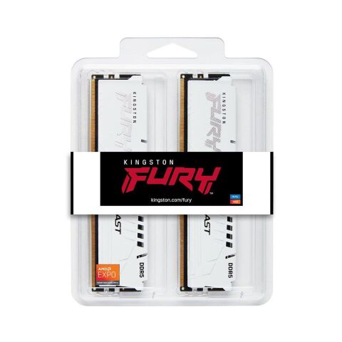 Модуль памяти для компьютера DDR5 64GB (2x32GB) 5600 MHz Beast White EXPO Kingston Fury (ex.HyperX) (KF556C36BWEK2-64) - Нулевой остаток (Feed)  - Нулевой остаток (Feed) 