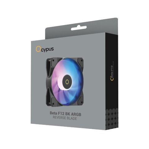 Кулер для корпуса OCYPUS BETA F12 BK ARGB REVERSE BLADE (BETA-F12-BK1AM01X-GL) - Нулевой остаток (Feed)  - Нулевой остаток (Feed) 