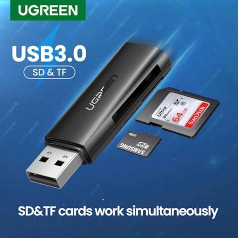 Считыватель флеш-карт Ugreen USB 3.0 Type-A for 2xSD 5Gb CM264 (60722) - Нулевой остаток (Feed) - Нулевой остаток (Feed)
