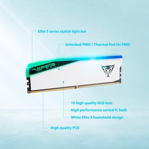 Модуль памяти для компьютера DDR5 32GB (2x16GB) 7000 MHz Viper Elite 5 RGB Patriot (PVER532G70C38KW) - Нулевой остаток (Feed)  - Нулевой остаток (Feed) 