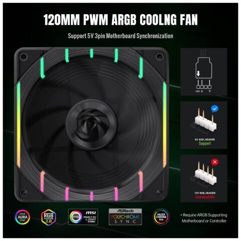 Кулер для корпуса Gamemax Tornado T12 ARGB-R - Вентиляторы к корпусам - Вентиляторы к корпусам