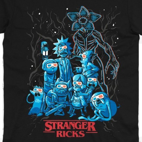 Футболка Morze Rick and Morty as Stranger Things T-Shirt Рик и морти как Очень странные дела (размер L) - -