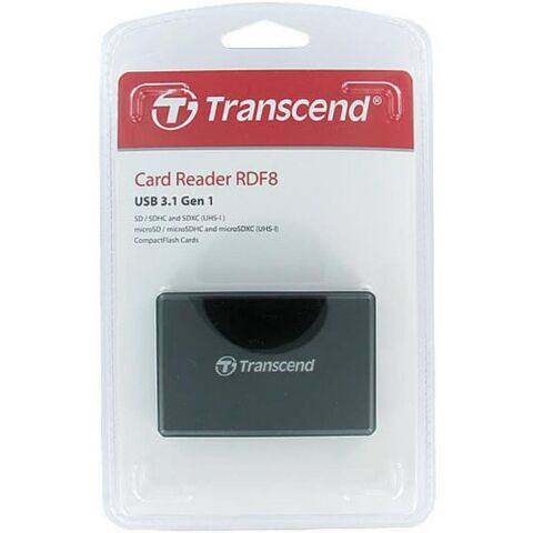 Считыватель флеш-карт Transcend USB 3.1 Black (TS-RDF8K2) - Кардридеры  - Кардридеры 