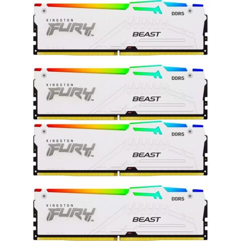 Модуль памяти для компьютера DDR5 128GB (4x32GB) 5600 MHz FURY Beast RGB White Kingston Fury (ex.HyperX) (KF556C40BWAK4-128) - Модули памяти для компьютера - Модули памяти для компьютера