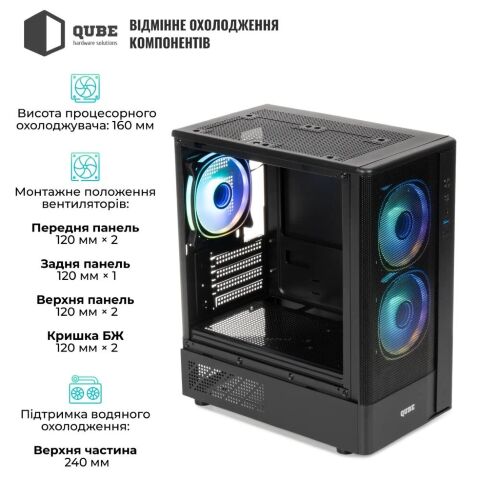 Корпус для ПК Qube GEON_GBNU3 - Корпуса  - Корпуса 