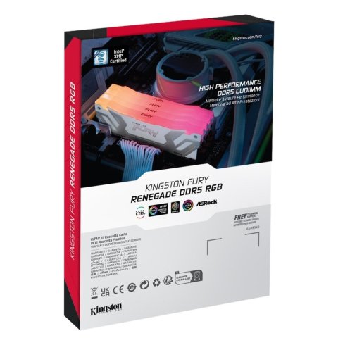 Модуль памяти для компьютера DDR5 48GB (2x24GB) 8400 MHz Renegade RGB White/Silver Kingston Fury (ex.HyperX) (KF584CU40RWAK2-48) - Нулевой остаток (Feed) - Нулевой остаток (Feed)