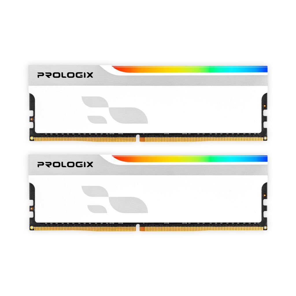Модуль памяти для компьютера DDR5 32GB (2x16GB) 5600 MHz Onyx White RGB Prologix (PRO32GB5600YWR5K)