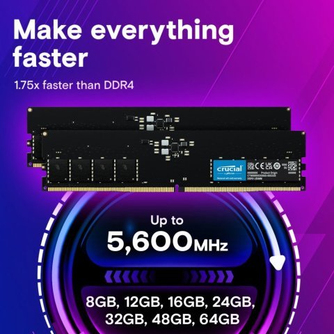 Модуль памяти для компьютера DDR5 64GB (2x32GB) 5600 MHz Micron (CT2K32G56C46U5) - Нулевой остаток (Feed)  - Нулевой остаток (Feed) 