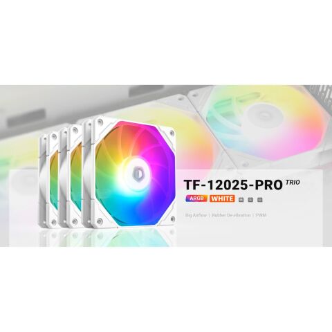 Кулер для корпуса ID-Cooling TF-12025-PRO ARGB TRIO WHITE - Нулевой остаток (Feed)  - Нулевой остаток (Feed) 