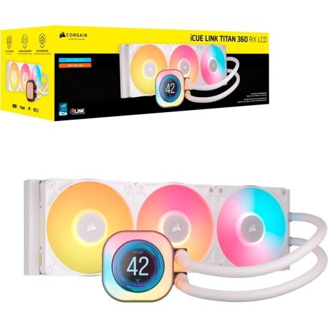 Система жидкостного охлаждения Corsair iCUE LINK TITAN 360 RX LCD White AIO (CW-9061026-WW) - Нулевой остаток (Feed)  - Нулевой остаток (Feed) 