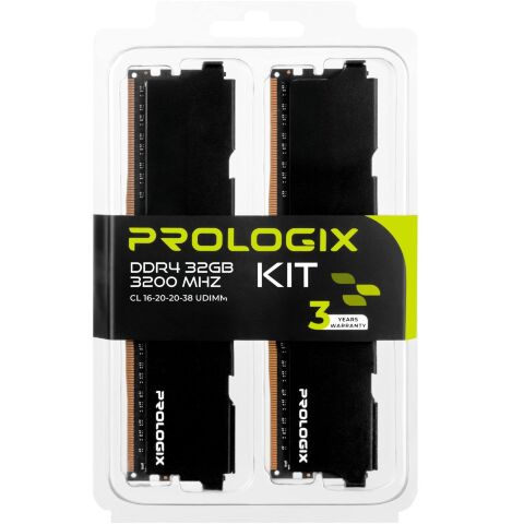 Модуль памяти для компьютера DDR4 32GB (2x16GB) 3200 MHz Black Prologix (PRO32GB3200B4K) - Модули памяти для компьютера  - Модули памяти для компьютера 