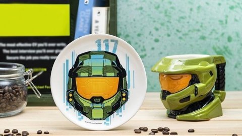 Чашка + тарелка Halo Master Chief Sculpted 3D Mug Спартанец Хейло Мастер Чиф - -