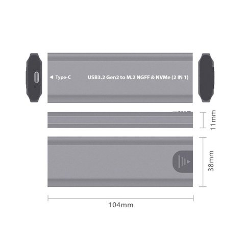Карман внешний Dynamode M.2 SSD NVMe/SATA combo USB3.2 GEN2 USB-C (DM-CAD-SSD05) - Нулевой остаток (Feed)  - Нулевой остаток (Feed) 