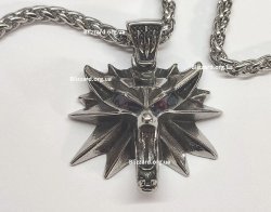 Кулон Геральта медальон 3D Ведьмак (The Witcher) с нержавеющей стали сплошной + мешочек