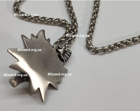 Кулон Геральта медальйон 3D Відьмак (The Witcher) з нержавіючої сталі суцільний + мішочок -   -  