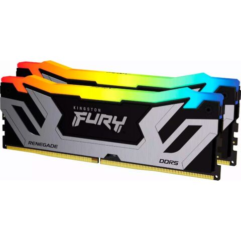 Модуль памяти для компьютера DDR5 48GB (2x24GB) 8400 MHz Renegade RGB Silver XMP Kingston Fury (ex.HyperX) (KF584CU40RSAK2-48) - Модули памяти для компьютера - Модули памяти для компьютера