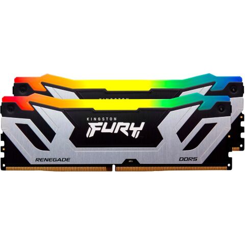 Модуль памяти для компьютера DDR5 48GB (2x24GB) 8400 MHz Renegade RGB Silver XMP Kingston Fury (ex.HyperX) (KF584CU40RSAK2-48) - Модули памяти для компьютера - Модули памяти для компьютера