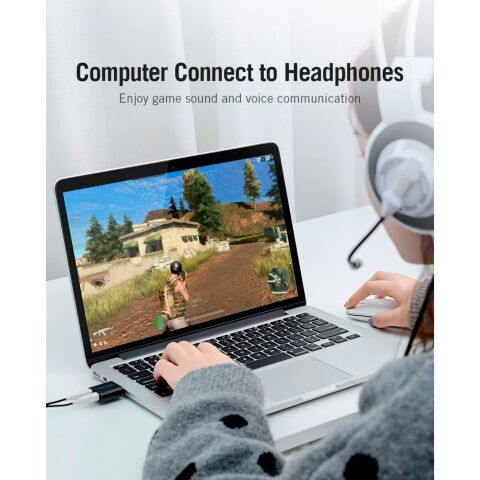 Звуковая плата Vention Audio USB 2х3,5mm jack Metal (VAB-S17-B) - Нулевой остаток (Feed)  - Нулевой остаток (Feed) 